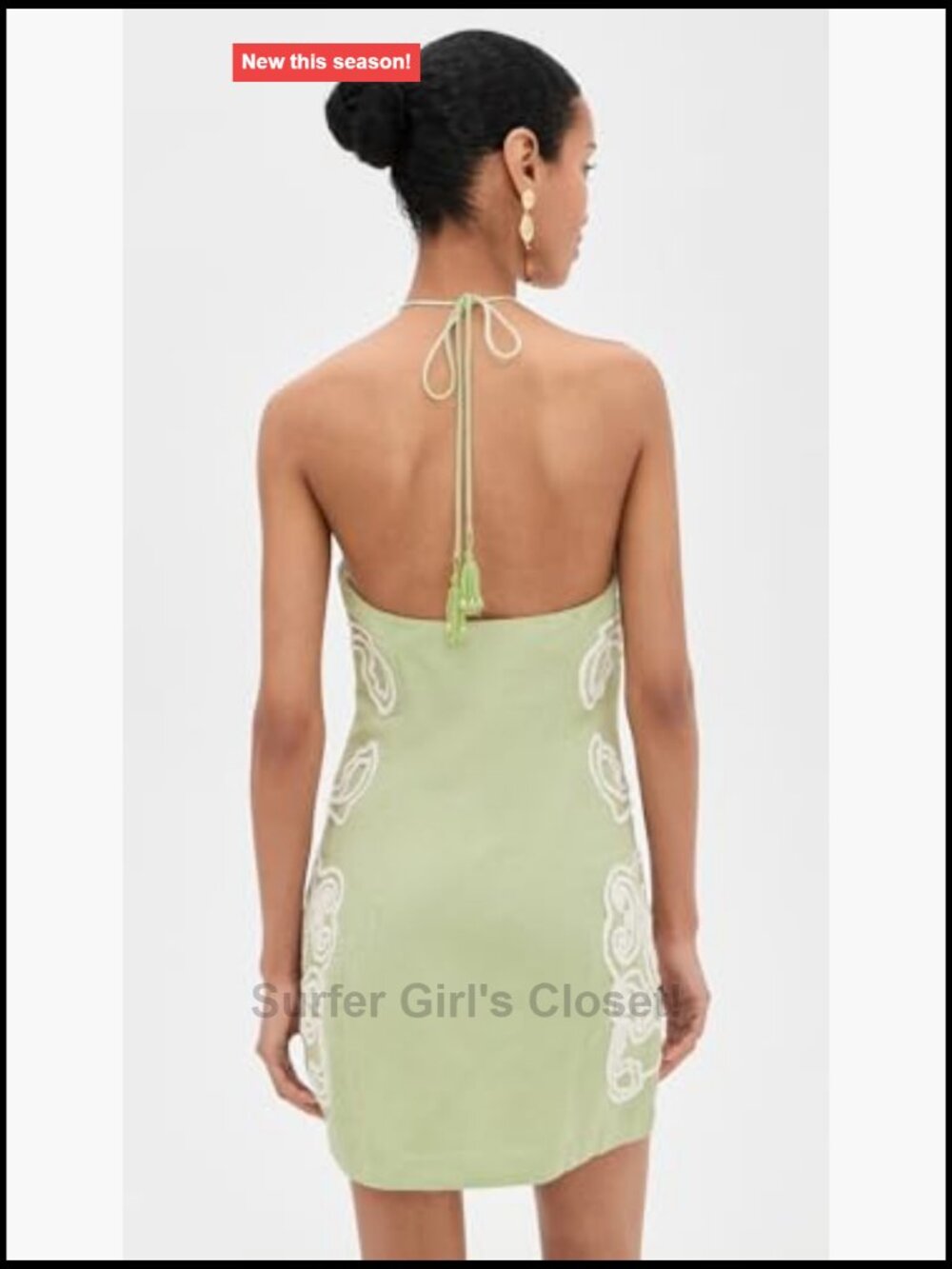 Halter Neck Mini Dress Sleeveless Bodycon Zip Closure Dry Clean Only - Picture 4 of 6